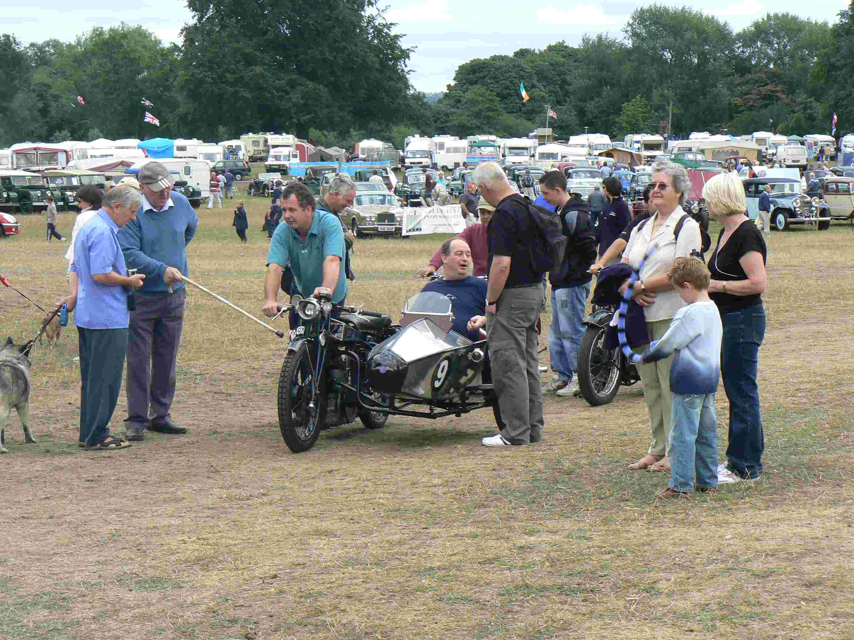 Photograph taken at Astle Park of New Scale motorbike and sidecar